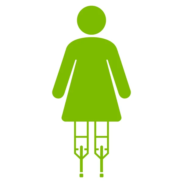 Woman Crutches Flat Vector Icon — Stock Vector