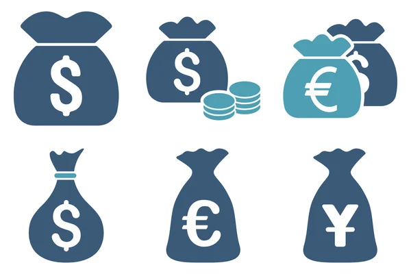 Geld tas platte Vector Icons — Stockvector