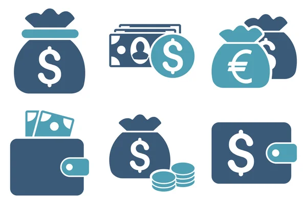 Cash geld platte Vector Icons — Stockvector