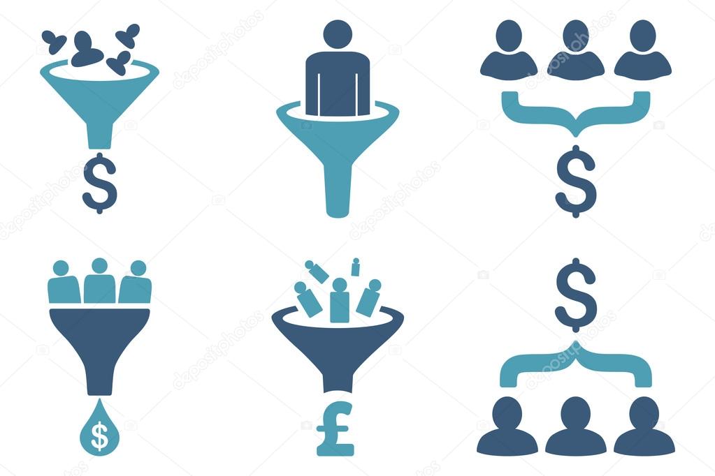 Sales Funnel Flat Vector Icons