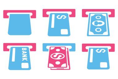 Banka Atm düz vektör simgeler