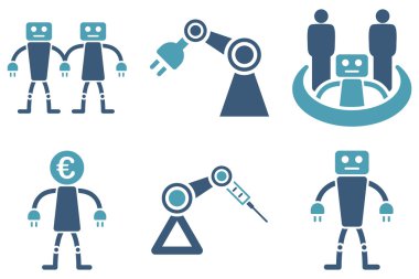 Robotik düz vektör simgeler