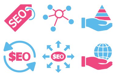 SEO Pazarlama düz vektör simgeler