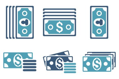 Banknot düz vektör simgeler