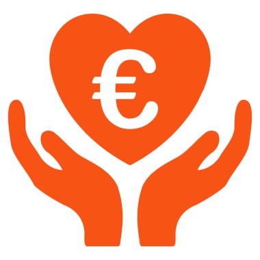 Euro bakım el düz glif simgesi