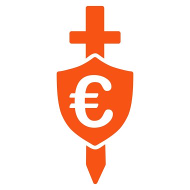 Euro kalkan düz glif simgesi