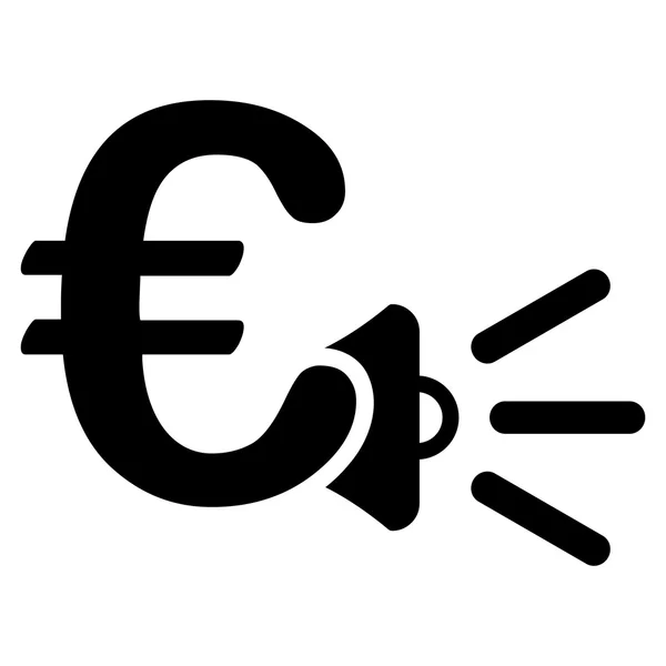 Euro reklamlar megafon düz glif simgesi — Stok fotoğraf