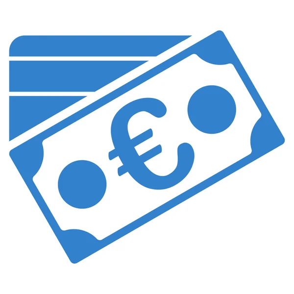 欧元钞票和信用卡平面字形图标 — 图库照片