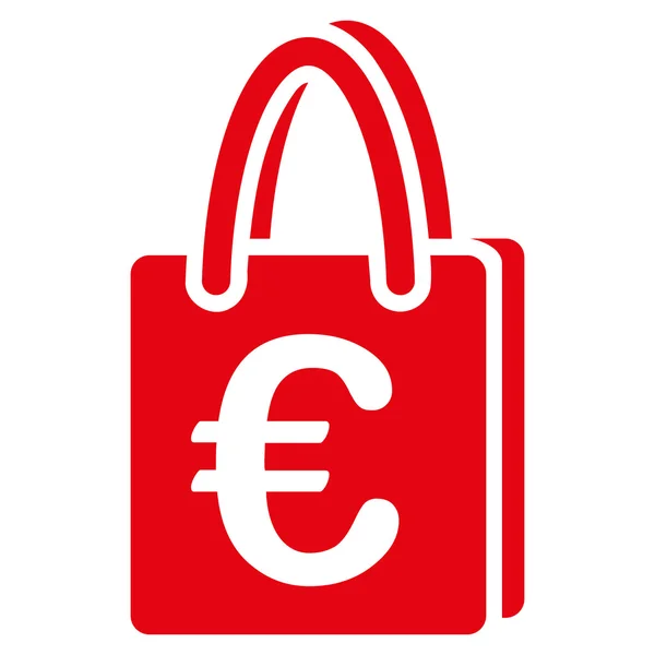 Euro bevásárló táska lapos karakterjel ikon — Stock Fotó