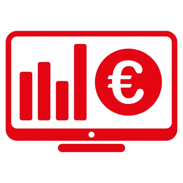 Euro Market Monitoring Icono de Glifos Planos —  Fotos de Stock