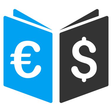 Para birimi kitap düz vektör simgesi