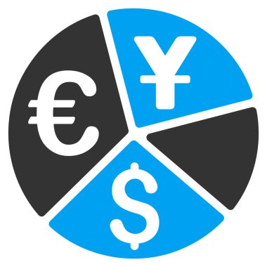 Para birimi pasta grafiği düz vektör simgesi