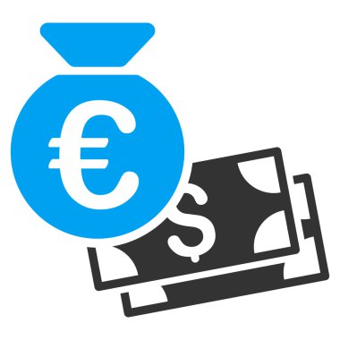 Euro ve dolar nakit düz vektör simgesi