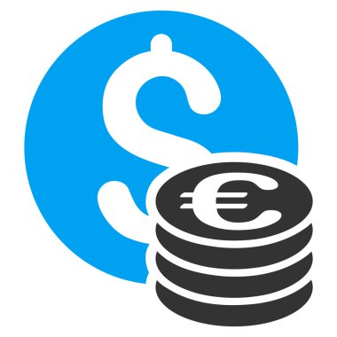 Dolar ve Euro Coins düz vektör simgesi