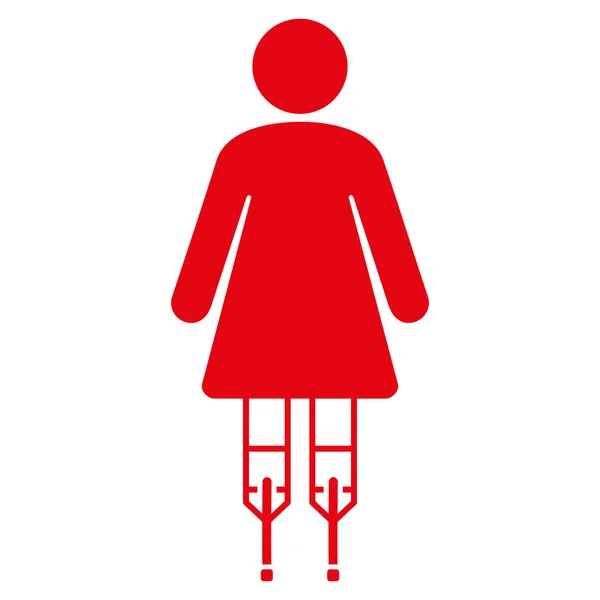 Woman Crutches Flat Vector Icon — Stock Vector