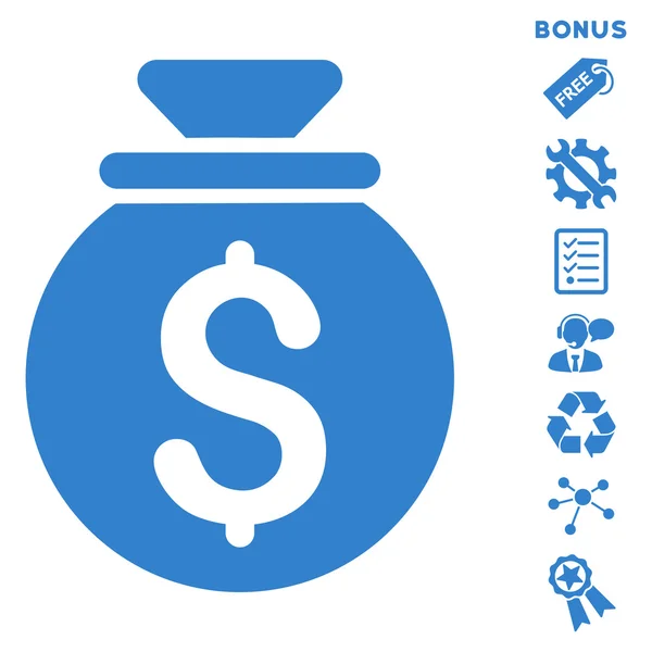Money Bag Flat Glyph Icon With Bonus — Stock Photo, Image