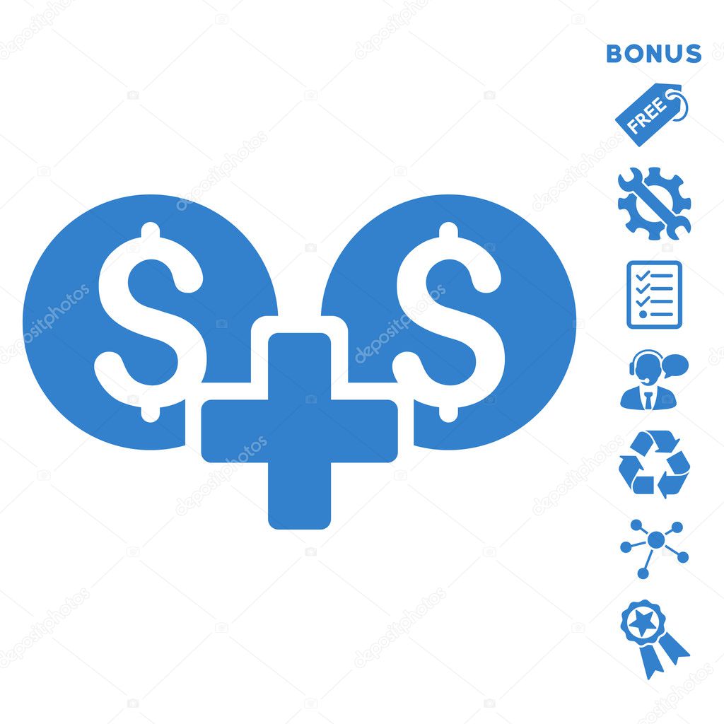Financial Sum Flat Glyph Icon With Bonus