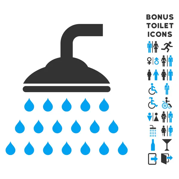 Душевая плоская векторная икона и бонус — стоковый вектор
