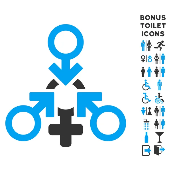 Triple Penetración Sexo Flat Vector icono y bono — Archivo Imágenes Vectoriales