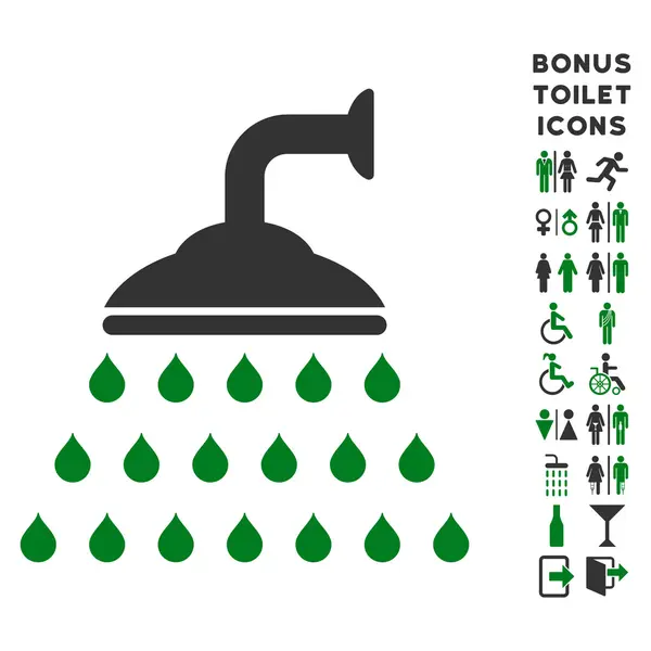 Душевая плоская векторная икона и бонус — стоковый вектор
