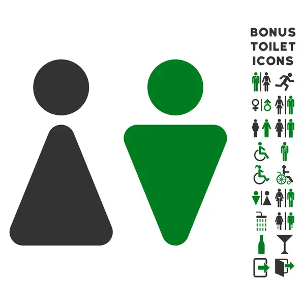 WC personer platt vektor symbol och Bonus — Stock vektor