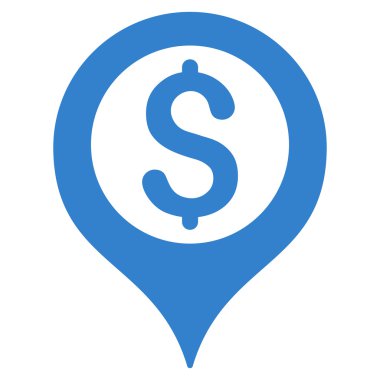 Banka harita işaretleyici düz glif simgesi