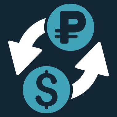 Doları Rublesi Döviz düz vektör simgesi