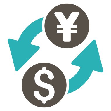 Dolar Yen Exchange düz vektör simgesi