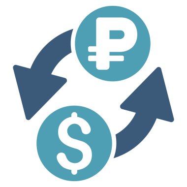 Doları Rublesi Döviz düz vektör simgesi