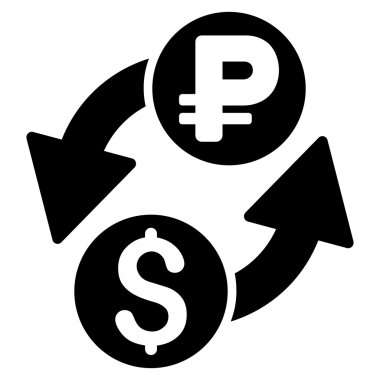 Doları Rublesi Döviz düz vektör simgesi