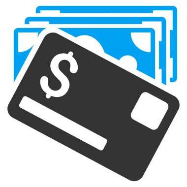 Banknot ve kart düz glif simgesi