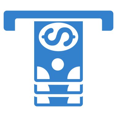 Banknot düz glif simgesi çekilme