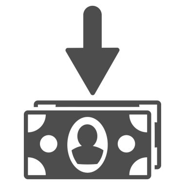 Banknot gelir düz glif simgesi