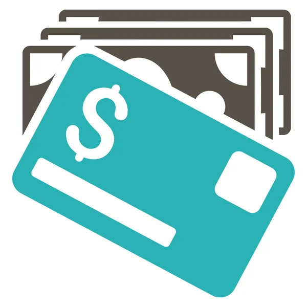 Banknoten und Karte flaches Glyphen-Symbol — Stockfoto