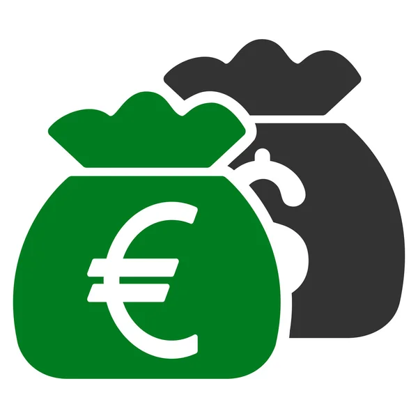 Euron pengar påsar platt Glyph ikonen — Stockfoto