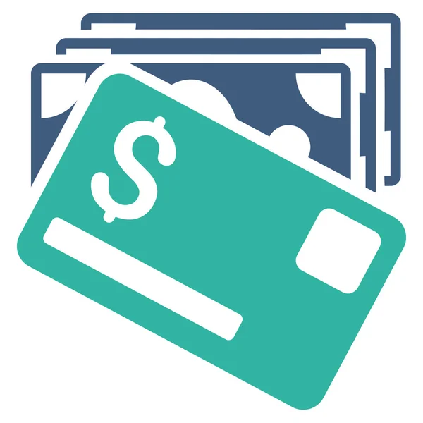 Bankjegyek és kártya lapos karakterjel-ikon — Stock Fotó