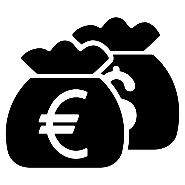 Euro pénzt táskák lapos karakterjel ikon — Stock Fotó