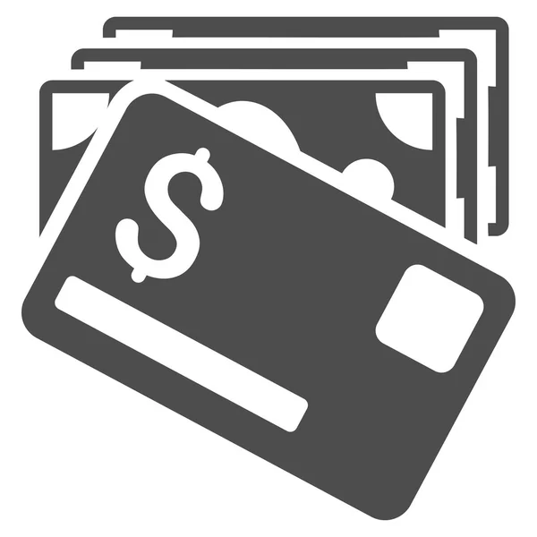 Banknotes And Card Flat Glyph Icon — Stock Photo, Image