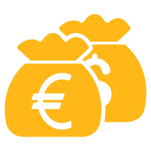 Euro-Geldsäcke flache Glyphen — Stockfoto