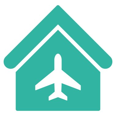 Uçak Hangar düz glif simgesi