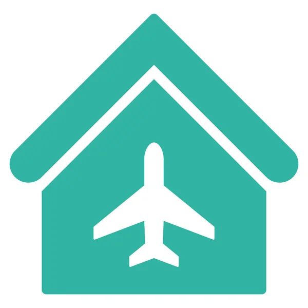 Flugzeug Hangar flache Glyphen-Ikone — Stockfoto