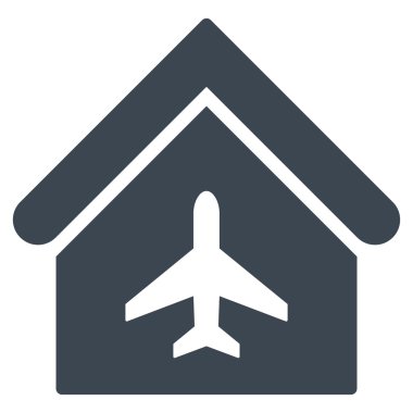 Uçak Hangar düz vektör simgesi