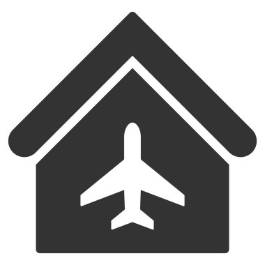 Uçak Hangar düz vektör simgesi