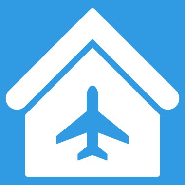 Uçak Hangar düz glif simgesi