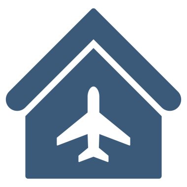 Uçak Hangar düz glif simgesi