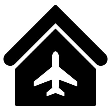 Uçak Hangar düz vektör simgesi
