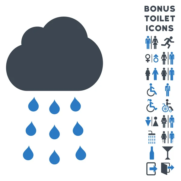 Regn moln platta Glyph ikonen och Bonus — Stockfoto
