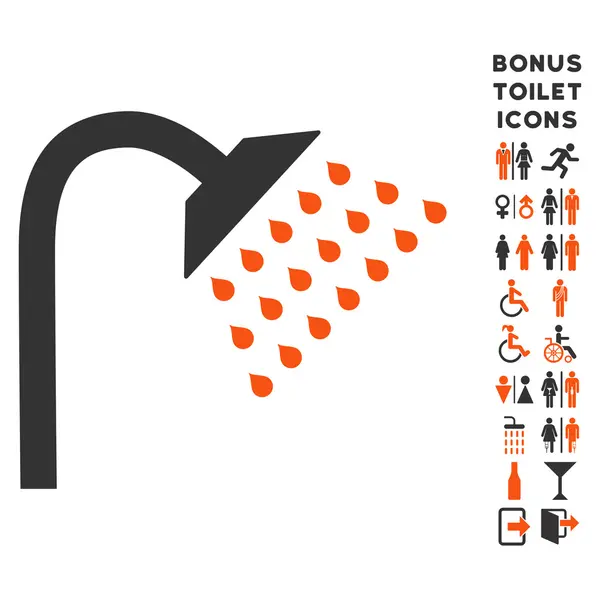 Shower Flat Glyph Icon and Bonus — Stock Photo, Image