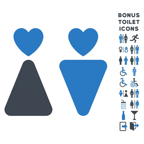 Любовники плоская икона глифов и бонус — стоковое фото