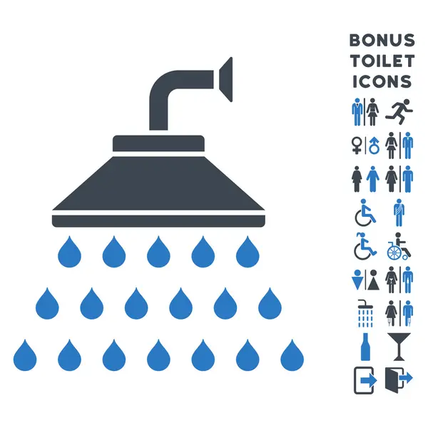 Душевая плоская икона глифов и бонус — стоковое фото